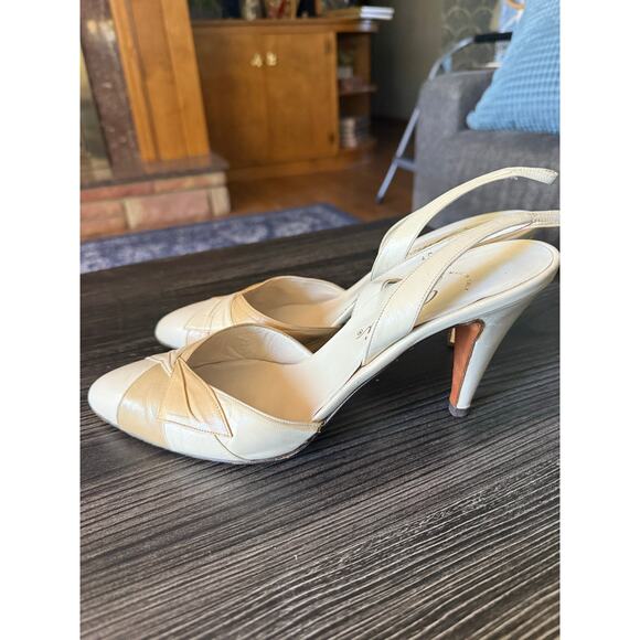 Vintage Jarolini Leather Patchwork Slingback Heels Sz. 10 - Picture 10 of 11